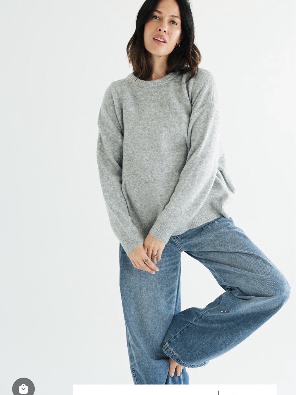 Carly Jean Los Angeles Light Gray Crewneck Sweater